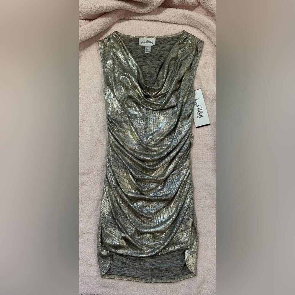 Joseph Ribkoff Ruched Tunic Top Scrunched Shimmer Party NWT Size 6